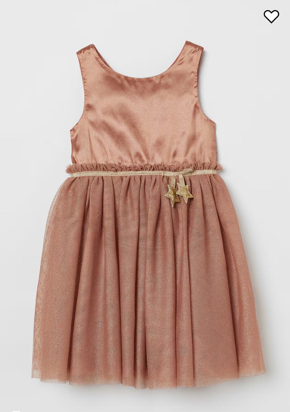 H&M Gold Bronze Satin Tulle Gold Stars Formal event Dress Girls 6-7 NEW